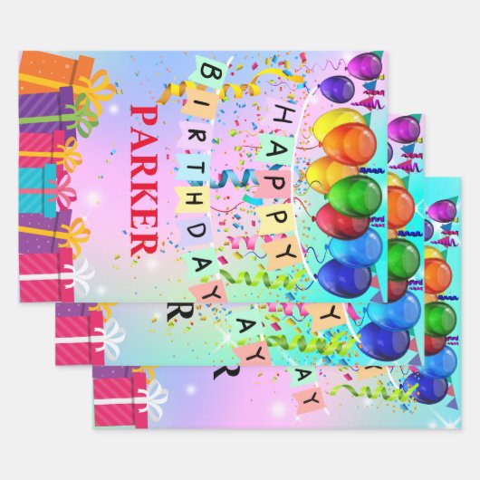 Papier met persoonlijke titel Happy Birthday-opvul Inpakpapier Vel (Set)