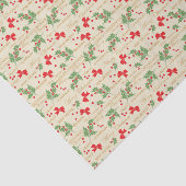 Papier met prettige kerstcadeaus; Holly Berries (Detail)