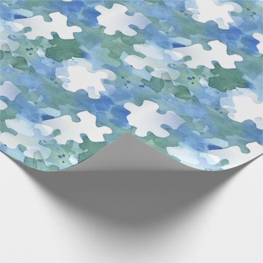 Papier met puitzinnige vulling in blauw en groen (Hoek)