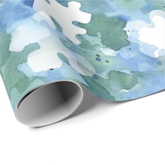 Papier met puitzinnige vulling in blauw en groen (Rol Hoek)