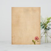 papier met roze Rose (Staand voorkant)