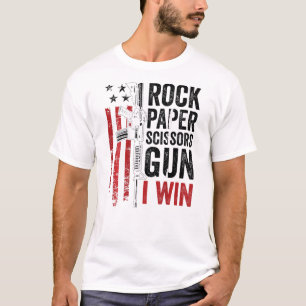 Papier met schaar Pistool Pistool achteraan T-shirt