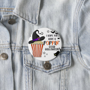 Papier met vierkante trick or treat ronde button 7,6 cm