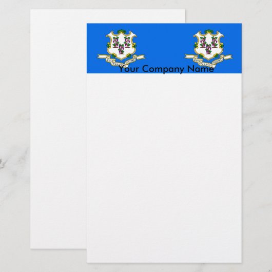 Papier met vlag van Connecticut (Voorkant / Achterkant)