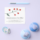 PAPIER| Minimale Rode Floralen 4 juli BBQ Uitnodig Flyer (Enkel)