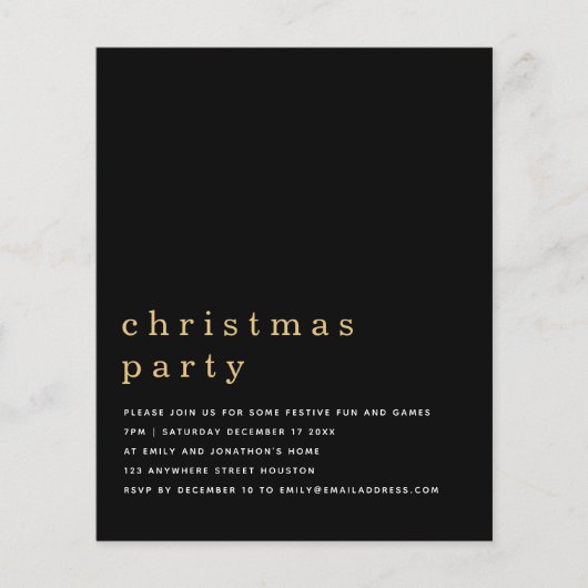 PAPIER | Minimale uitnodiging voor Gold Black kers Flyer (Voorkant)