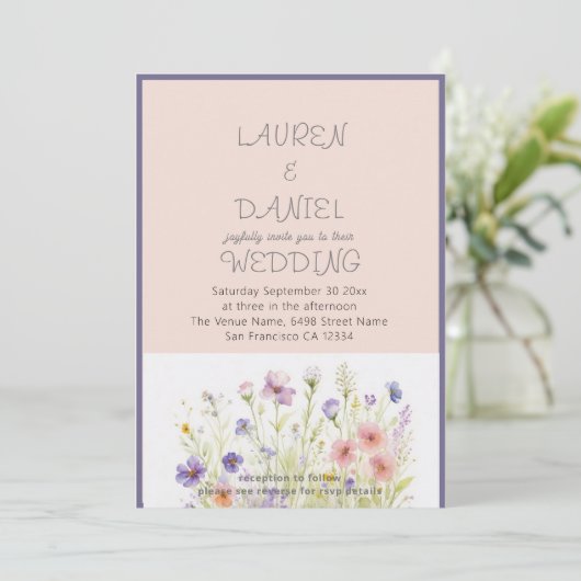 PAPIER Minimalistische tekst QR Code Bloemen bruil Kaart (Staand voorkant)