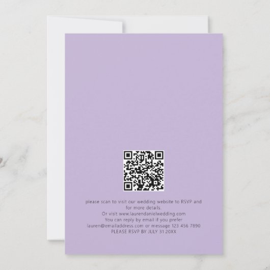 PAPIER Minimalistische tekst QR Code Bloemen bruil Kaart (Achterkant)