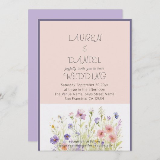 PAPIER Minimalistische tekst QR Code Bloemen bruil Kaart (Voorkant / Achterkant)