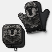 PAPIER MIRAGE  Black Chow Ovenwant & Pannenlap Set (Voorkant / Achterkant)