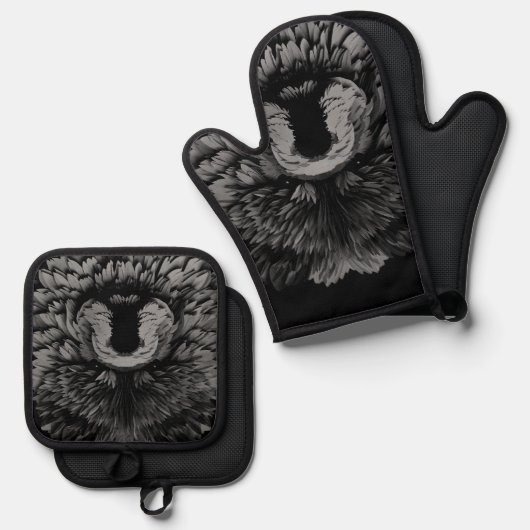 PAPIER MIRAGE  Black Chow Ovenwant & Pannenlap Set (Voorkant / Achterkant)