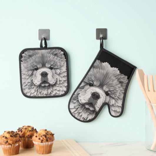 PAPIER MIRAGE  Blue Chow Ovenwant & Pannenlap Set