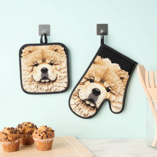 PAPIER MIRAGE Cream Chow Ovenwant & Pannenlap Set