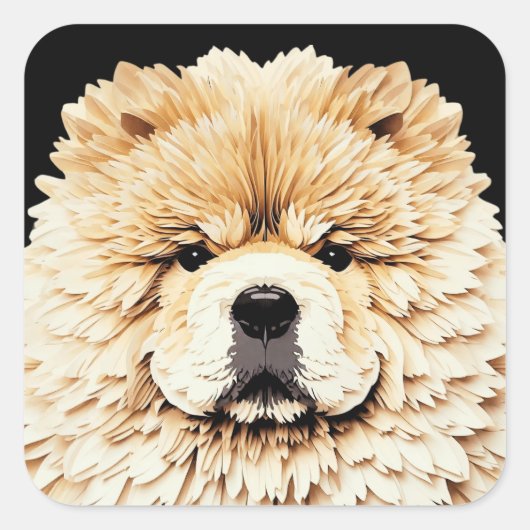 PAPIER MIRAGE Cream Chow Vierkante Sticker (Voorkant)