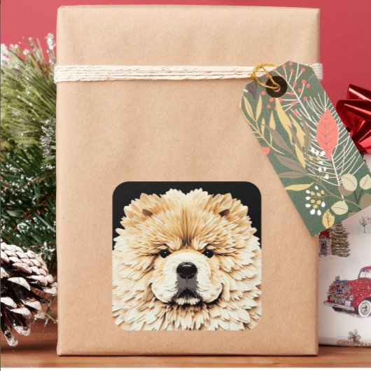 PAPIER MIRAGE Cream Chow Vierkante Sticker