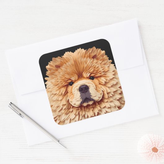 PAPIER MIRAGE Red Chow Vierkante Sticker (Envelop)