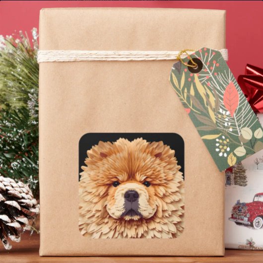 PAPIER MIRAGE Red Chow Vierkante Sticker