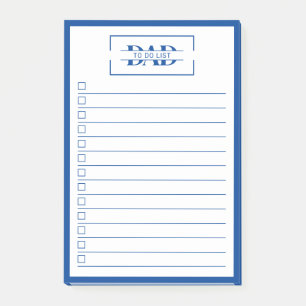 Papier Modern Blauw Monogram 10 x 15 cm Takenlijst Post-it® Notes