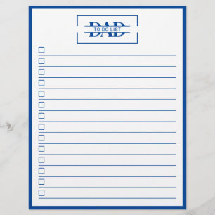 Papier Modern Blauw Monogram 22 x 28 cm Takenlijst Flyer