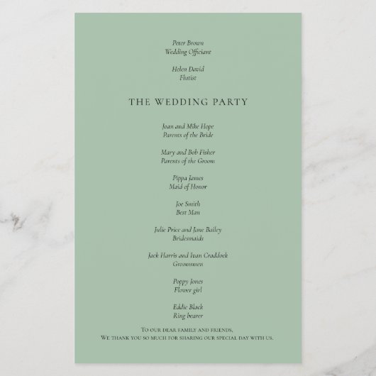 PAPIER | Modern Eucalyptus Wedding Programme Flyer (Achterkant)