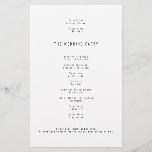 PAPIER | Modern script foto Wedding Program Flyer (Achterkant)