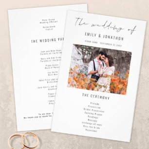 PAPIER   Modern script foto Wedding Program Flyer