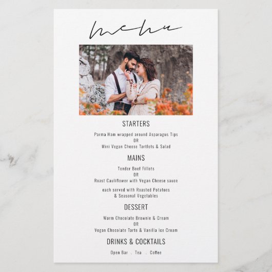 PAPIER | Modern Script Photo Wedding Menu (Voorkant)