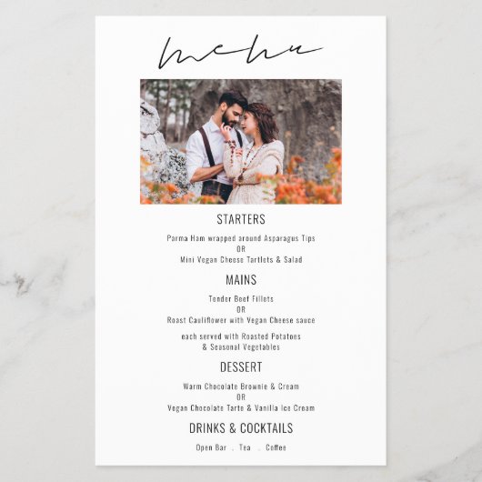 PAPIER | Modern Script Photo Wedding Menu (Voorkant)