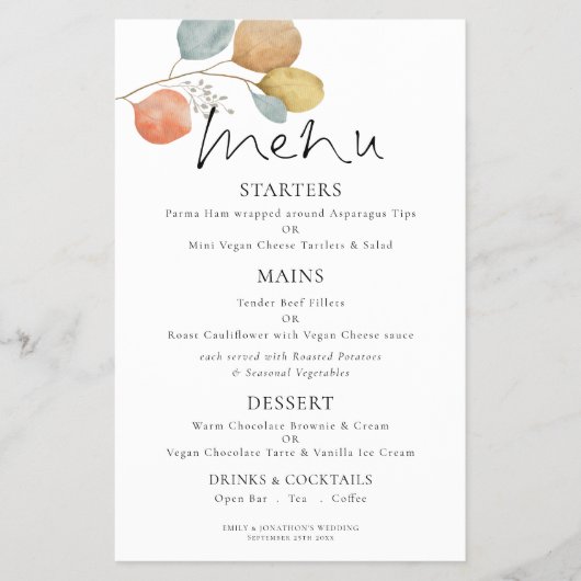 PAPIER | Moderne Waterverf-vouwweduwenmenu Flyer (Voorkant)