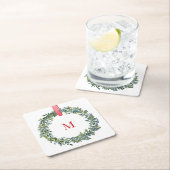 Papier Monogram Kerst Waterverf Onderzetter (Insitu)