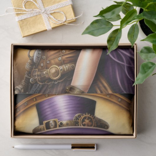 Papier Mousseline Feminine steampunk woman purple (Geschenk)