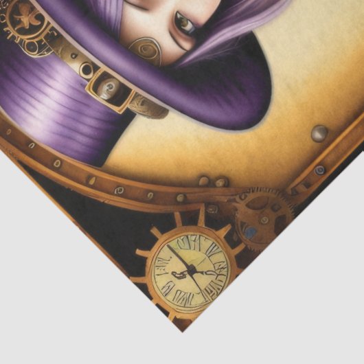 Papier Mousseline Feminine steampunk woman purple (Detail)