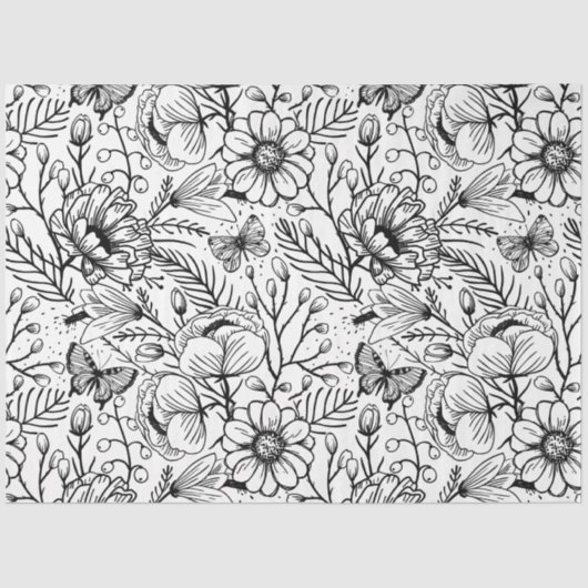 PAPIER MOUSSELINE Flower jungle tissue paper (Voorkant)