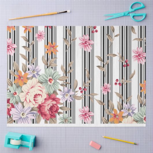 PAPIER MOUSSELINE - Shabby Flowers - Weefselpapier (Craft)