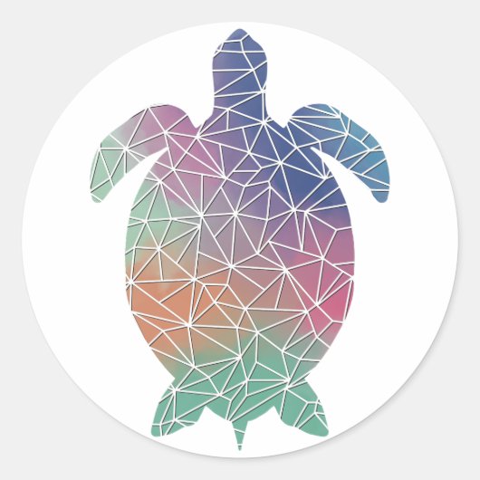 Papier Mozaïek Schildpad Sticker (Voorkant)