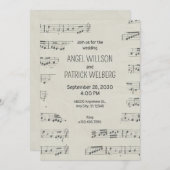  papier muzieknoten bruiloft kaart (Voorkant / Achterkant)