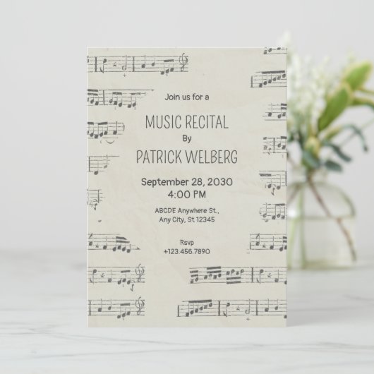  papier muzieknoten kaart (Staand voorkant)
