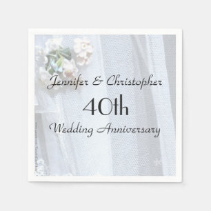  papier Napkin 40th Wedding Jubileum Servetten