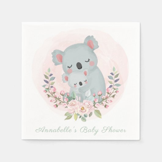 PAPIER NAPKIN : BABY KOALAS : BABY SHOWER SERVET (Voorkant)