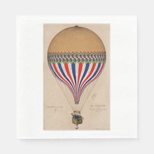 PAPIER NAPKIN : FRANSE VLAG THEMED BALLOON SERVET (Voorkant)