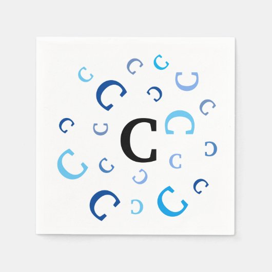 Papier Napkin - Gejokte brieven in blauw Servetten (Voorkant)