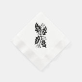 Papier Napkin - Holly Leaves in Black en White Servetten (Hoek)