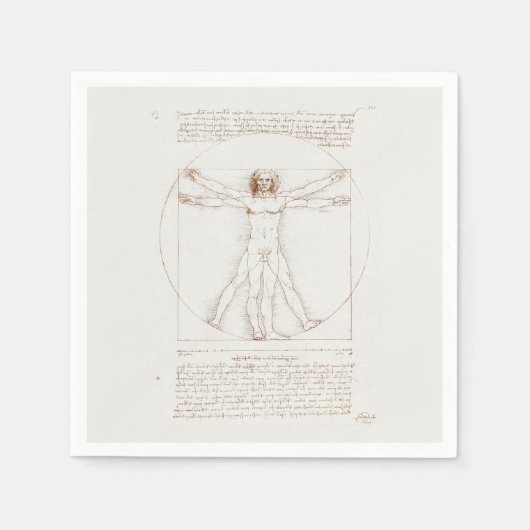 PAPIER NAPKIN : LEONARDO DA VINCI : VITRUVIAN MAN SERVET (Voorkant)