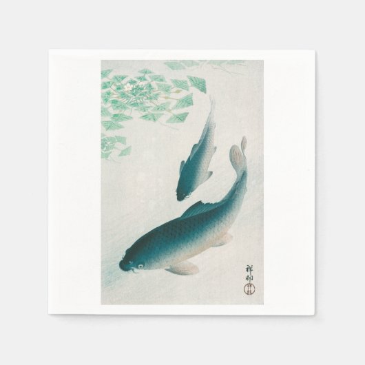PAPIER NAPKIN : OHARA KOSON : CARP/KOI 1926 NAPKIN SERVET (Voorkant)