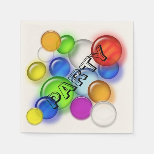 Papier Napkin - partijbellen in kleuren Servet (Voorkant)