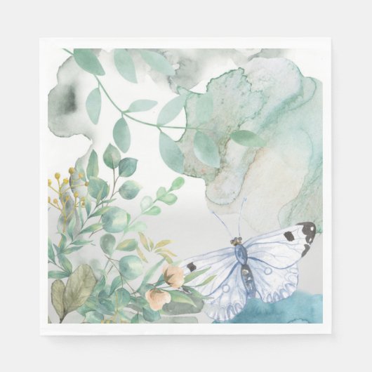Papier Napkin Pastels Floral Butterfly Servet (Voorkant)