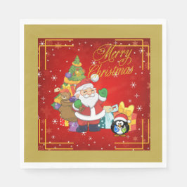 Papier Napkin Santa Claus en Penquin Servet