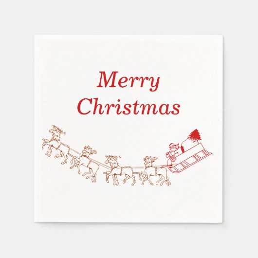 Papier Napkin - Santa en Sleigh (v2) Servet (Voorkant)