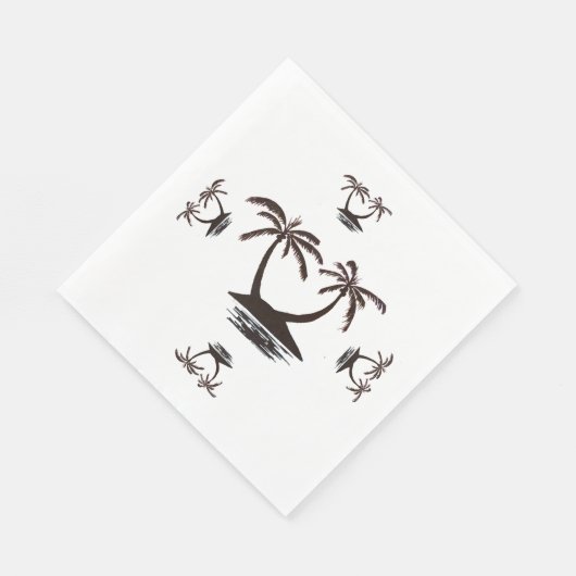 Papier Napkin- Silhouette of Tropical Island Servet (Hoek)