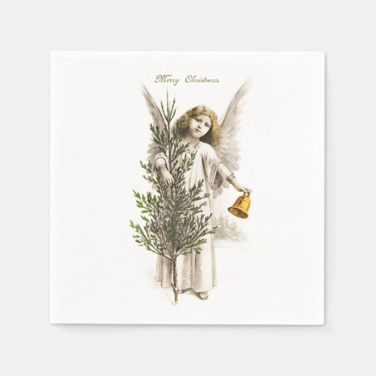 PAPIER NAPKIN : VINTAGE CHRISTMAS ANGEL SERVET (Voorkant)